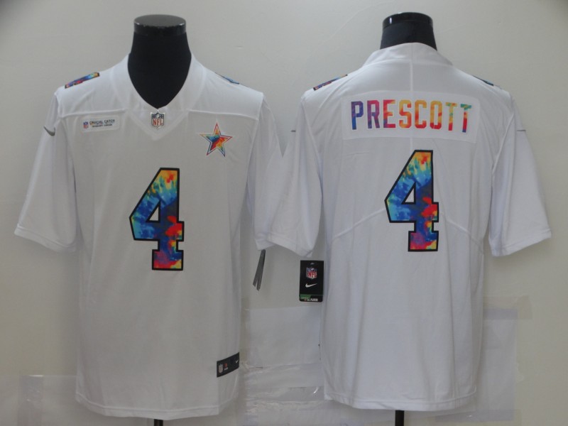 Men Dallas Cowboys #4 Prescott White Nike Rainbow version 2021 NFL Jersey->baltimore ravens->NFL Jersey